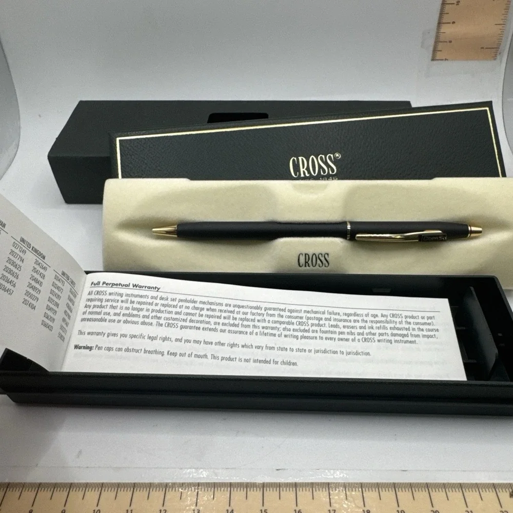 Cross Classic Century 2502 Matte Black Gold Trim Ballpoint Pen ComEd Logo Boxed